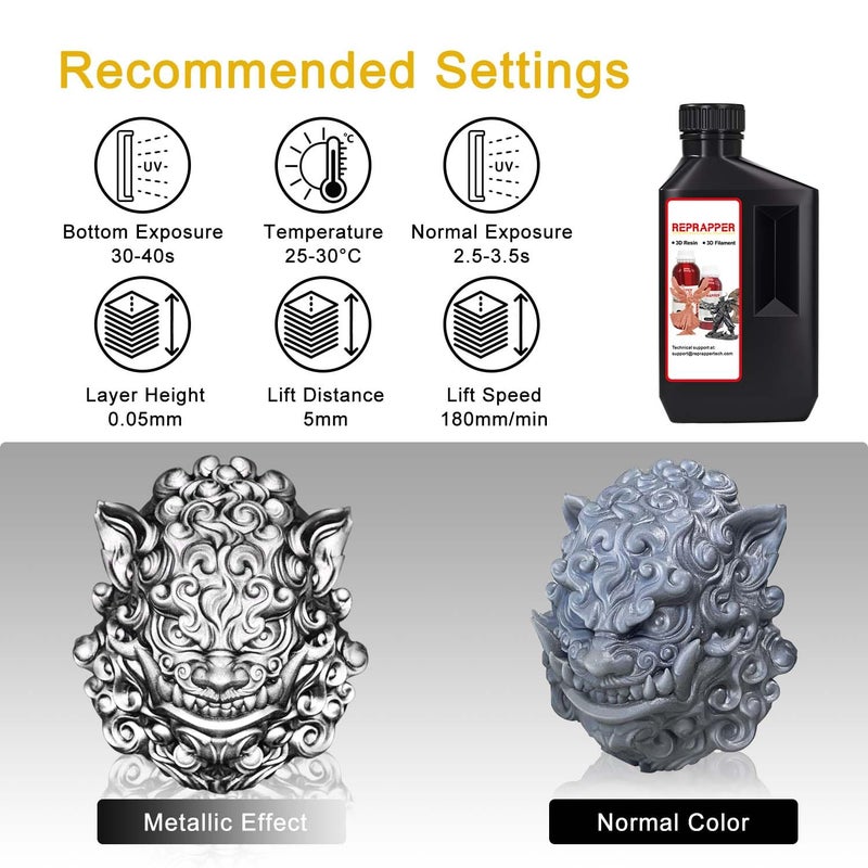 RepRapper Store 3D Printer Resin, 405nm Fast UV-Curing Color Change 1kg Standard Resin Pack, Photopolymer 3D Printing Resin with Metallic Shine for LCD Printer, Blue/Brass/Silver 3 * 1000g - Image 3